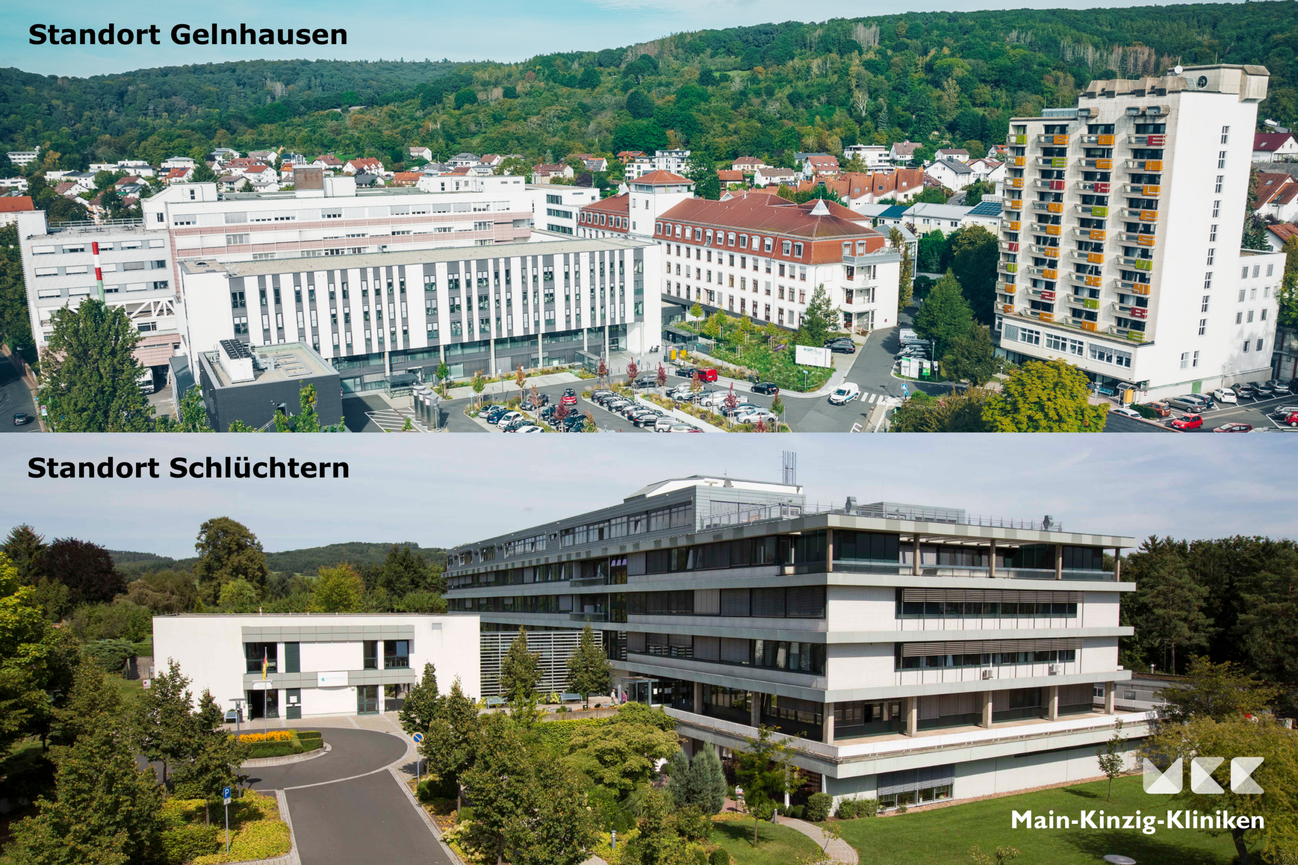 Luftaufnahmen der Standorte Gelnhausen und Schlüchtern der Main-Kinzig-Kliniken