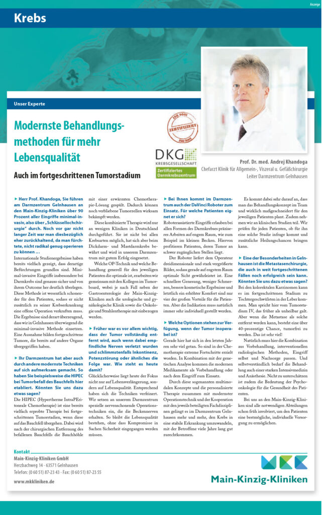 Modernste Behandlungsmethoden für mehr Lebensqualität Zeitschrift